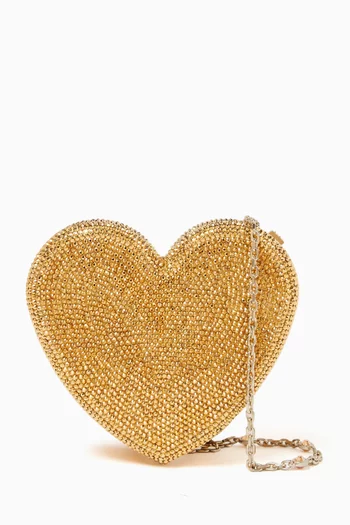 Heart Crystal-embellished Clutch
