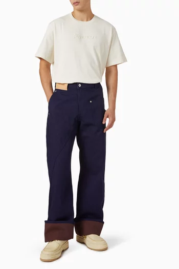 Turn Up Twisted Workwear Jeans in Denim