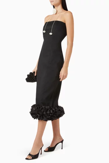 Sable Chaud Midi Dress in Gabardine