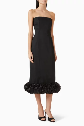 Sable Chaud Midi Dress in Gabardine