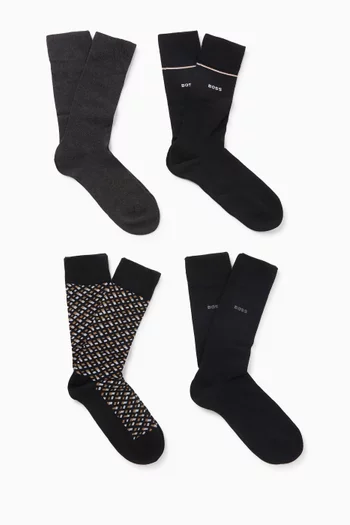 طقم جوارب بأحرف الماركة مزيج قطن، 4 أزواج