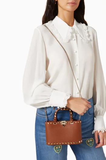 Mini Rockstud Shopper Tote Bag in Leather