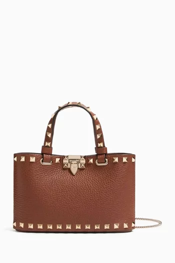 Mini Rockstud Shopper Tote Bag in Leather