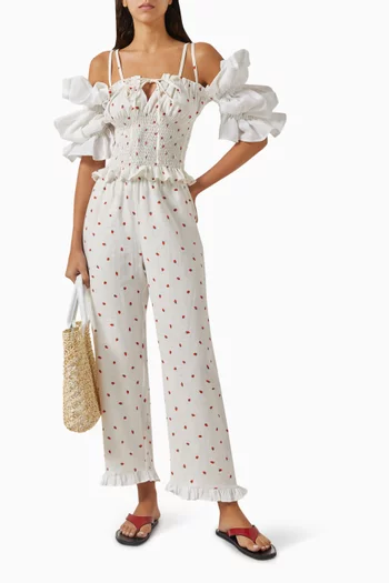 Arle Ruffled Top in Linen
