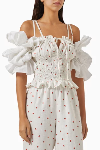 Arle Ruffled Top in Linen