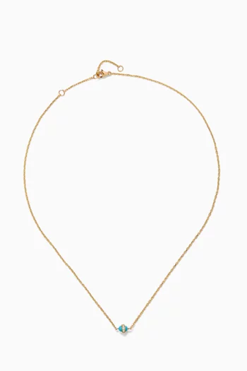 The Single Cobalt Necklace in 18kt Yellow Gold, Turquoise Enamel & Diamonds