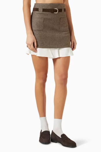 Leiana Frill Mini Skirt in Virgin Wool Blend