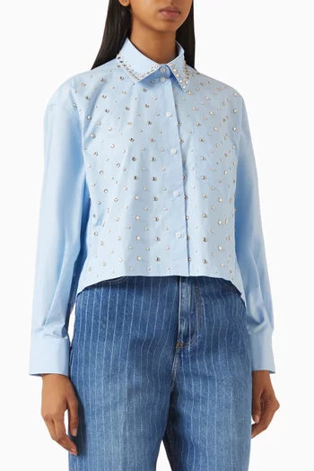 Rhinestone-embellished Shirt in Cotton