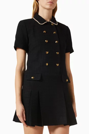Buttoned Mini Dress in Tweed