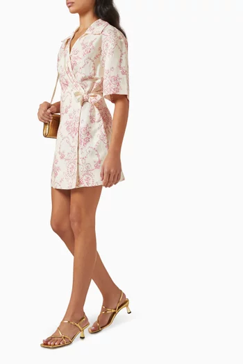 Floral-print Wrap Dress in Viscose Blend