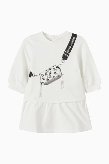 فستان بنمط سويت شيرت بطبعة حقيبة قطن وصوف