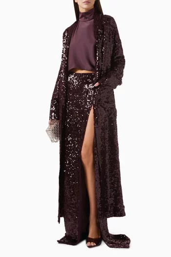 Sequin-embellished Oversized Duster Coat