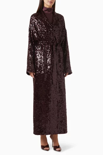Sequin-embellished Oversized Duster Coat