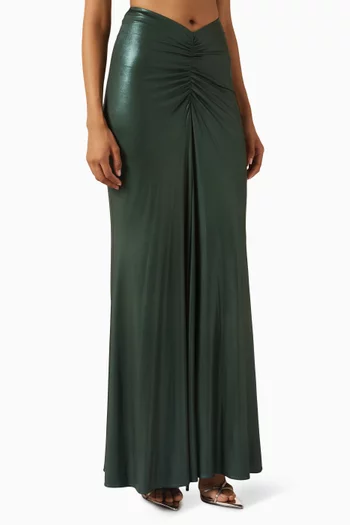 تنورة طويلة بكشكش جيرسيه لامع