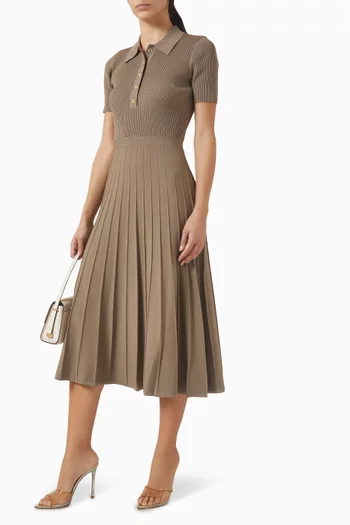 Polo Midi Dress in Ribbed-knit