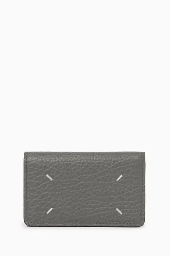 Four-stitch Compact Card Holder in Leather