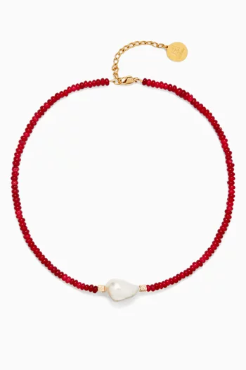 Verity Beaded Necklace in 18kt Gold-plating