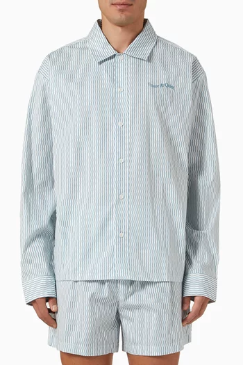 Wordmark Button-up Shirt in Cotton Poplin