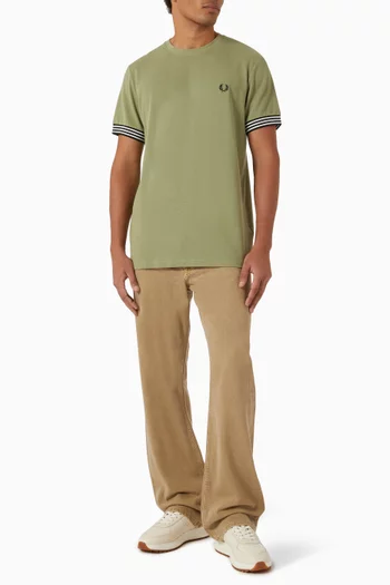 Striped Cuff T-shirt in Cotton