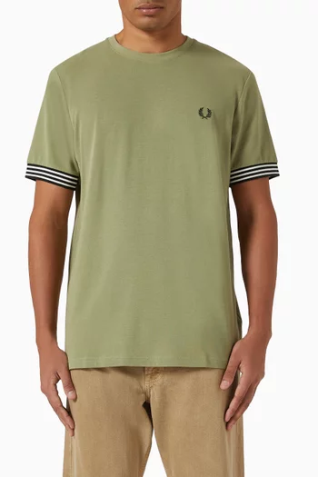 Striped Cuff T-shirt in Cotton