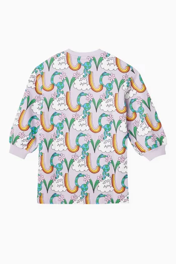 Rainbow-print Sweatshirt Dress in Cotton