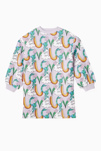 Rainbow-print Sweatshirt Dress in Cotton