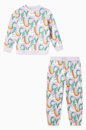 Rainbow-print Tracksuit in Cotton-fleece