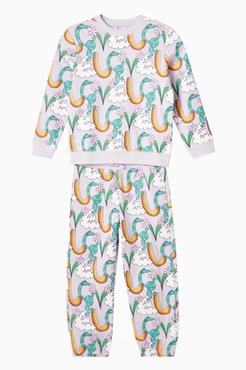 Rainbow-print Tracksuit in Cotton-fleece