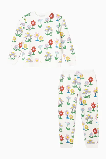 Floral-print Tracksuit in Cotton-fleece