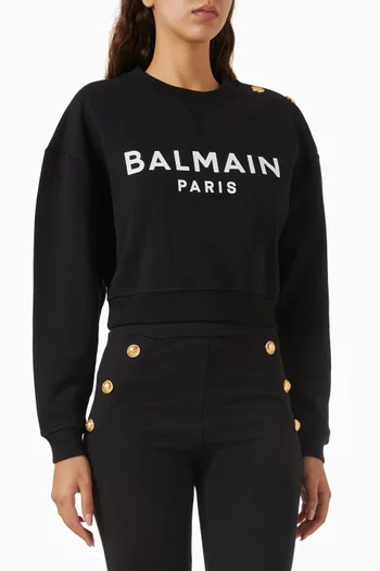 Button Logo Sweatshirt in Cotton