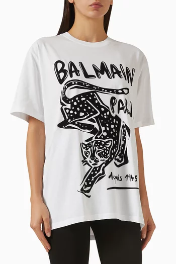 Leopard-print Oversized T-shirt in Cotton