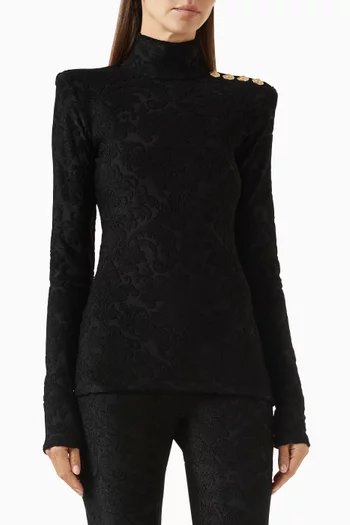 Button Baroque-pattern Top