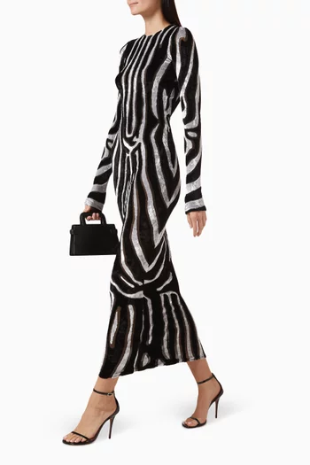 Zebra-print Midi Dress in Velvet
