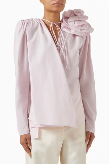 Flower-appliqué Blouse