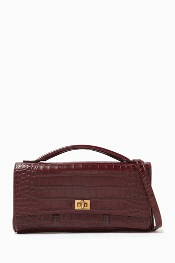 Small Bel Air Clutch Bag in Croc-embossed Leather