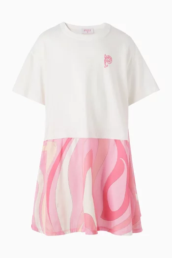 Abstract Print T-shirt Dress in Jersey