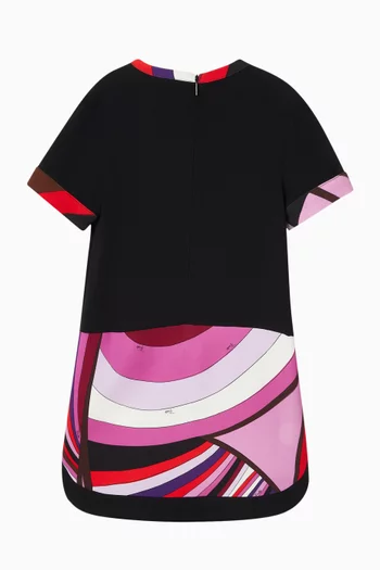 Abstract-print Dress in Silk-twill