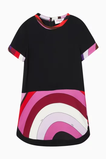 Abstract-print Dress in Silk-twill