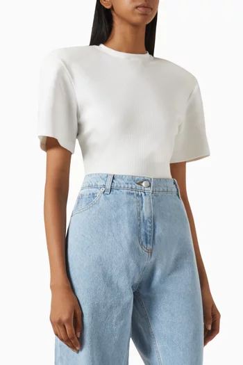 Padded-shoulder Bodysuit in Cotton Blend