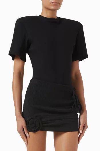 Padded-shoulder Bodysuit in Cotton Blend