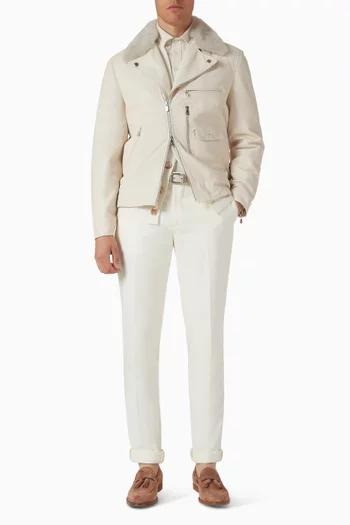 Padded Biker Jacket in Nappa Leather