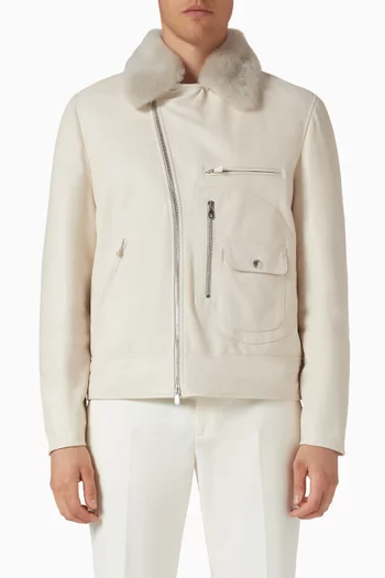 Padded Biker Jacket in Nappa Leather