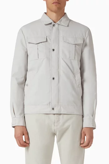 Padded Bomber Jacket in Techno Satin