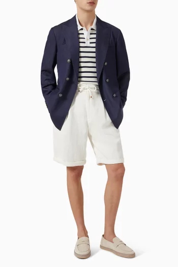 Drawstring Bermuda Shorts in Cotton-linen