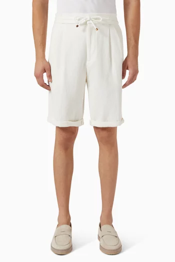 Drawstring Bermuda Shorts in Cotton-linen
