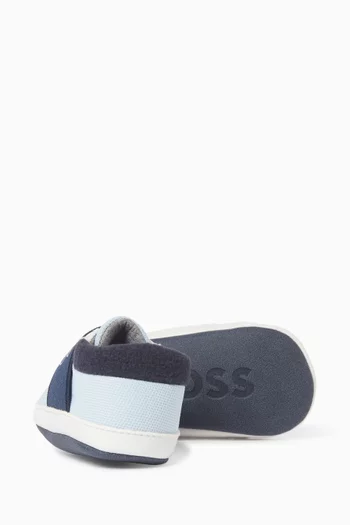 Logo Slippers in Sheepskin, Mesh and Fleece