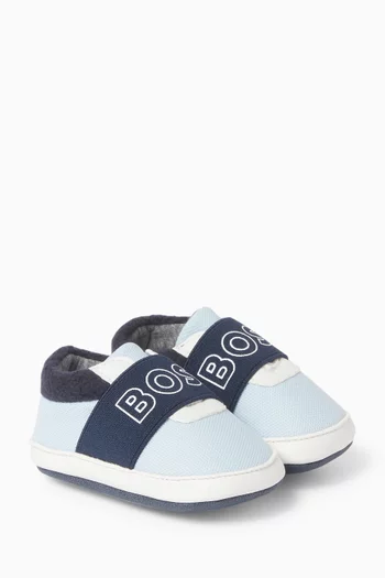 Logo Slippers in Sheepskin, Mesh and Fleece