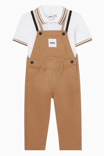 Logo Dungarees in Stretchy Cotton