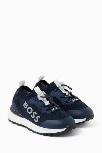 سنيكرز بشعار الماركة جلد صناعي وقماش منسوج