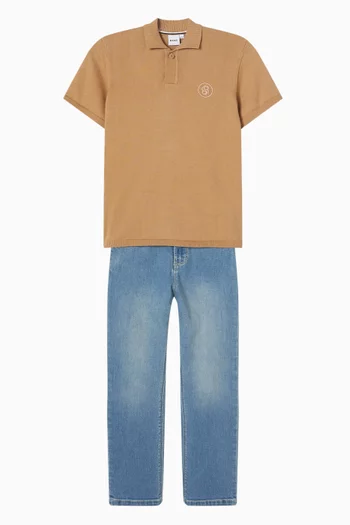 Double B Embroidered Polo Shirt in Cotton
